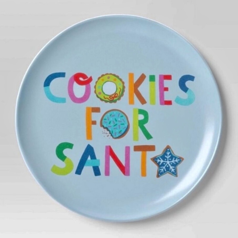 Wondershop Multicolor “Cookies for Santa” Plate 10” Melamine nwt